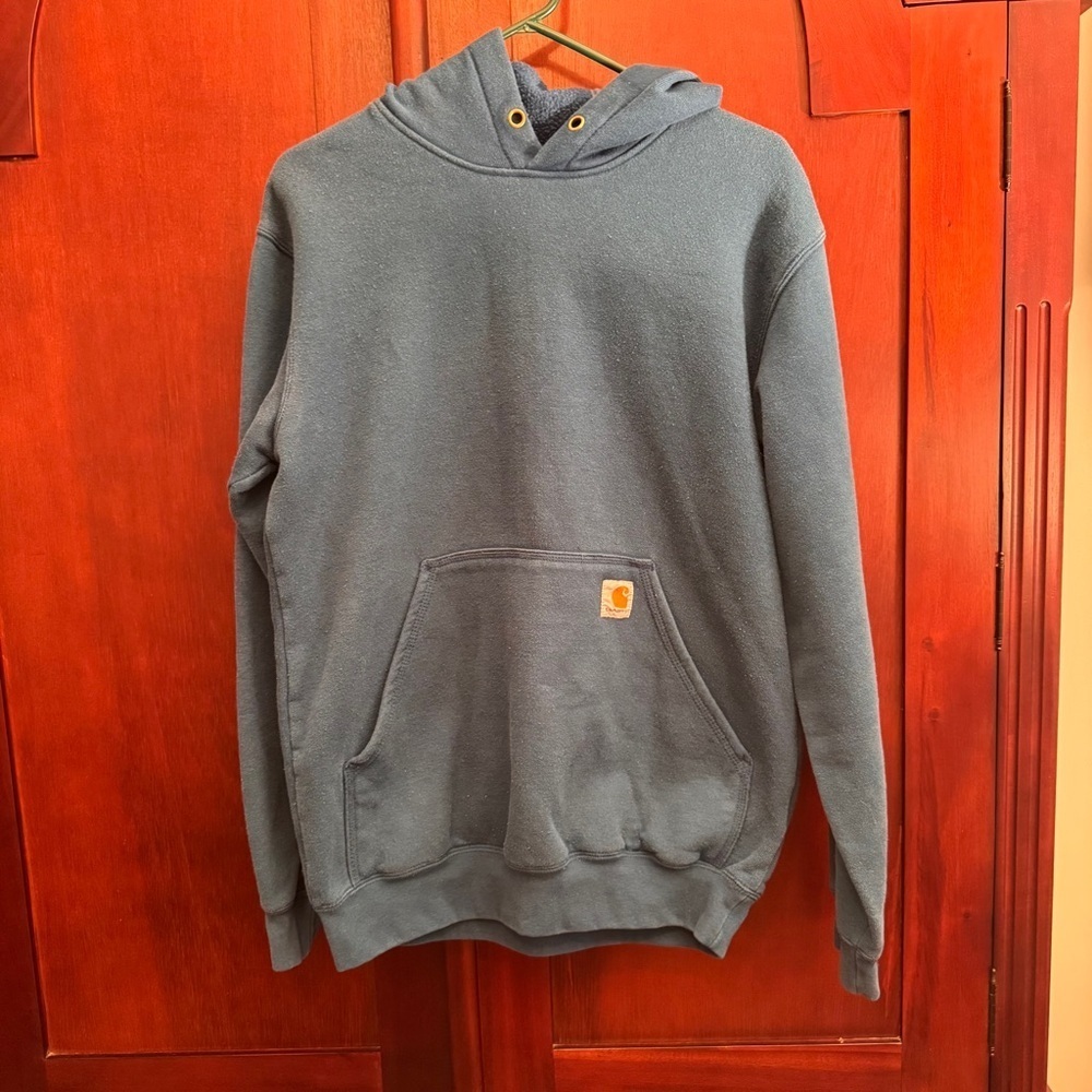 Carhartt Slate Blue Hoodie Size Small. Missing string
